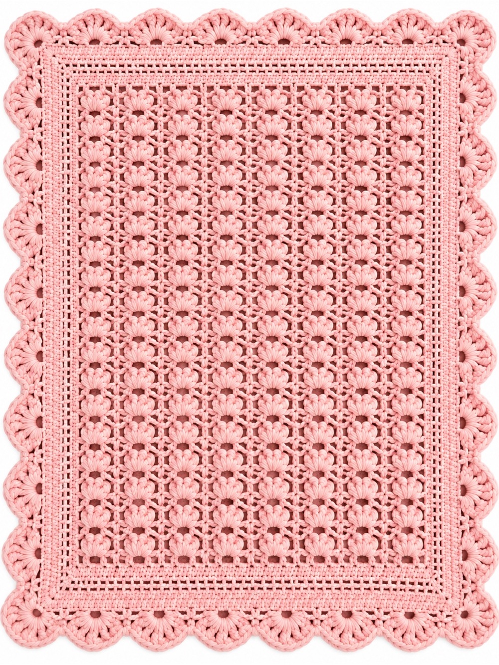 Handcrafted Pink Crochet Throw Blanket - Baby & Nursery
